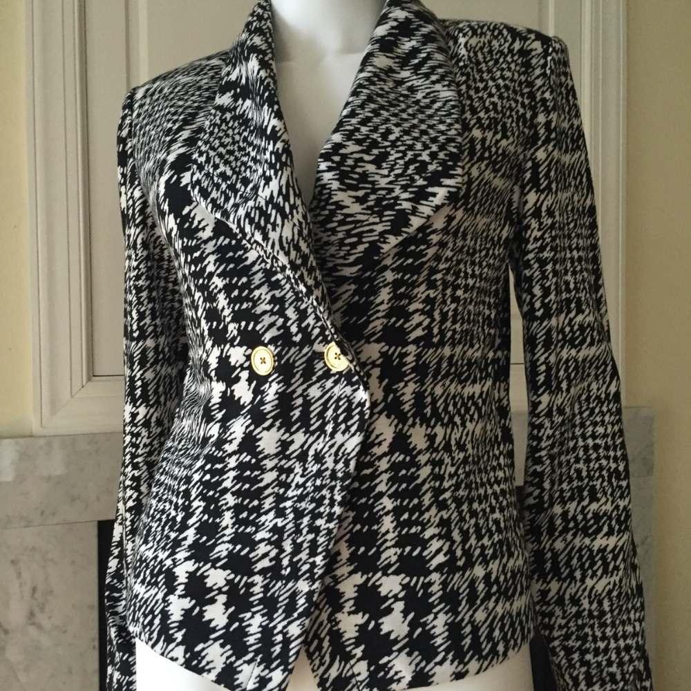 Anne Klein Houndstooth short blazer jacket sz M - Picture 7 of 7